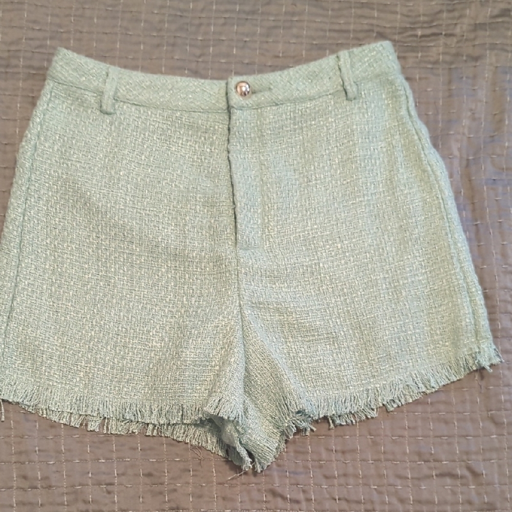 She + Sky High Waist Green Shorts